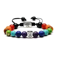 

Christmas Gift 7 Chakra Tree Of Life Charm Bracelets Multicolor Beads Stones Weave Rope Bracelet Women Men Yoga Bracelets 2018