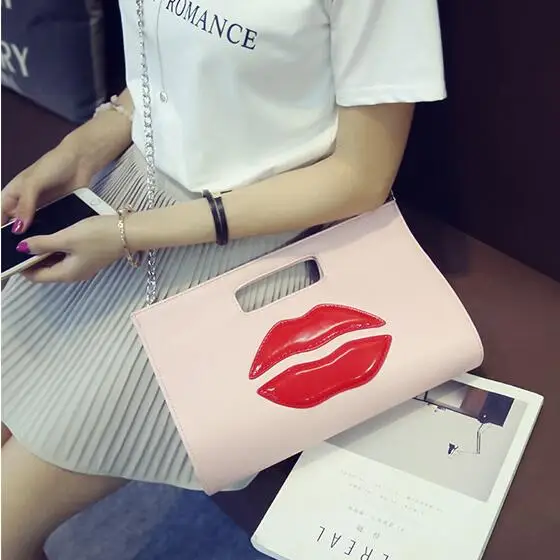 Free shipping Japan Korea fashionable new tide fashion sexy red lips Shoulder Messenger handbag