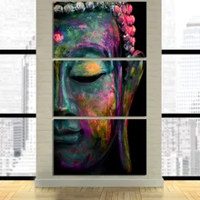 3 Pieces unframed HD printed canvas art abstract Buddha Face Modular Framed posters wall pictures for