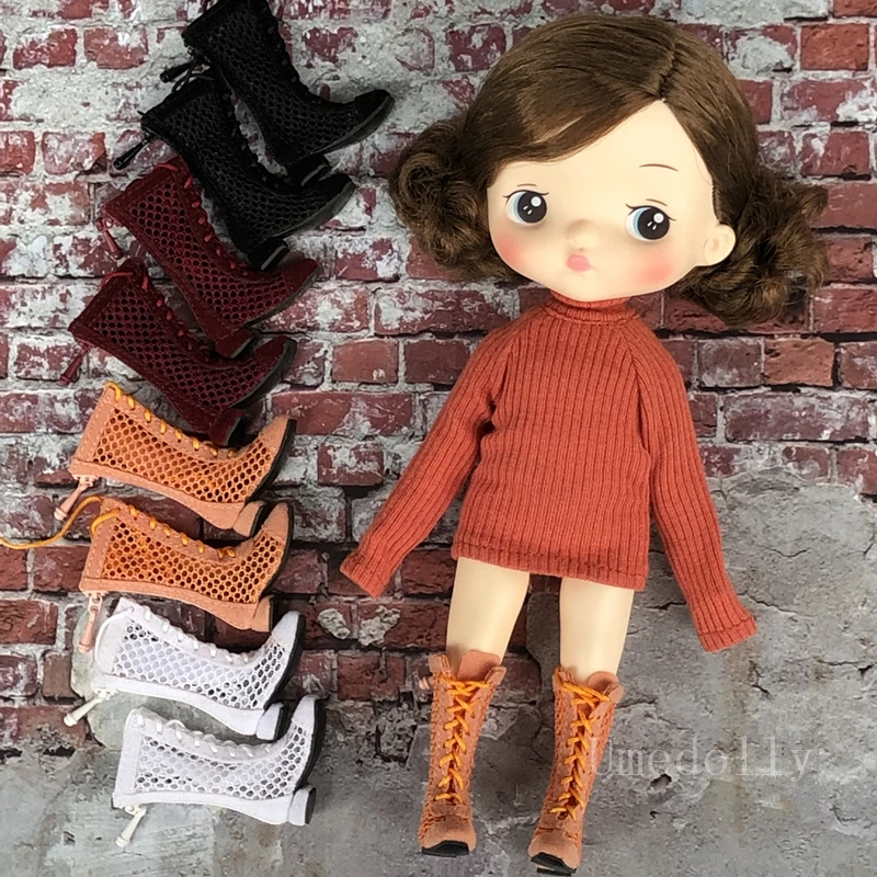 

1 Pair Cute Hollowed-Out Doll Ankle Boots for Blyth, Azone, Momoko, Holala Doll Shoes Accessories