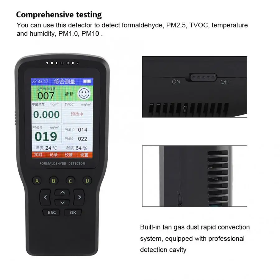 Профессиональный PM2.5 бытовой детектор формальдегида TVOC дымка метр монитор домашний тестер качества воздуха Pluviometro USB зарядка