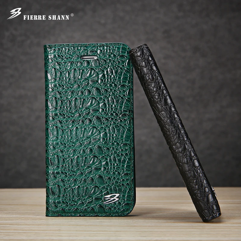 bilder für Fierre shann für iphone 6s 7 plus leder top qualität krokodil flip case für galaxy s8 plus s8 clamshell mit kartensteckplätze abdeckung bilder für Fierre shann für iphone 6s 7 plus leder top qualität krokodil flip case für galaxy s8 plus s8 clamshell mit kartensteckplätze abdeckung