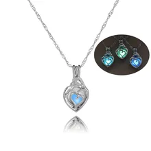 Openwork Cuore di Amore collane di Modo luminoso Glow In The Dark gabbia di pietra ciondolo collana Per le donne Ragazze Gioielli
