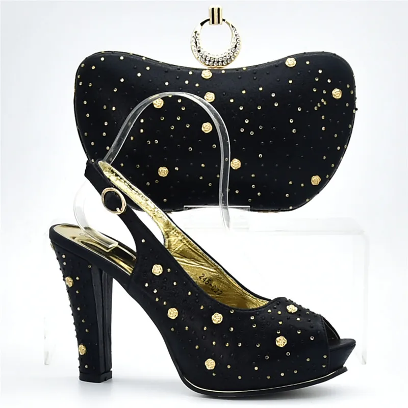 Nigeriano Nueva De Zapato Partido negro Con Conjunto Decorado Para Bolsa Bolsos rojo Emparejar La Venta Boda fuchsia oro Sliver Mujeres purple Zapatos Rhinestone Las Llegada Y Del CwqAfv