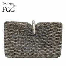 Бутик De FGG ослепительно-серый женский вечерний клатч с кристаллами, сумочка и сумочка для свадебной вечеринки, клатч с бриллиантами для невесты