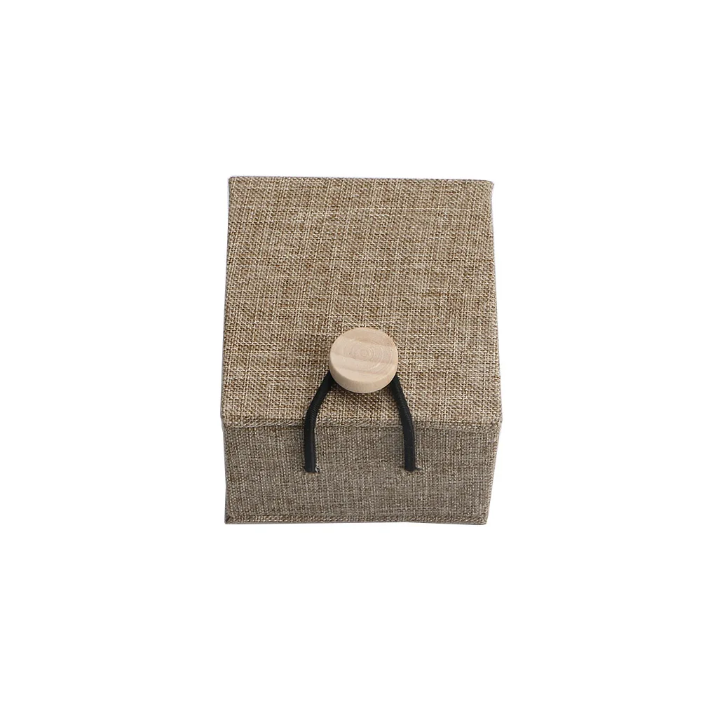 Простые льняные Деревянные ювелирные изделия с пряжкой коробка для хранения кольцо ожерелье браслет серьги упаковочная коробка легко носить с собой