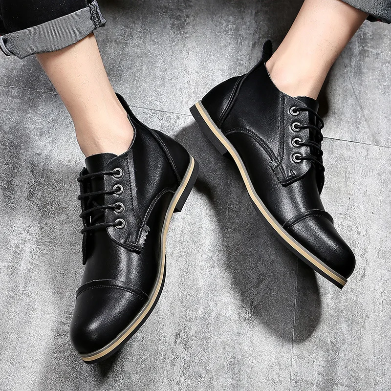 Vantagem Blue Lace Grande Retro brown Tamanho Sapatos ever Ankle Quality Boots up Casuais De Homens red Couro Genuíno Yd Top Vaca black Botas Moda U8Rwwq
