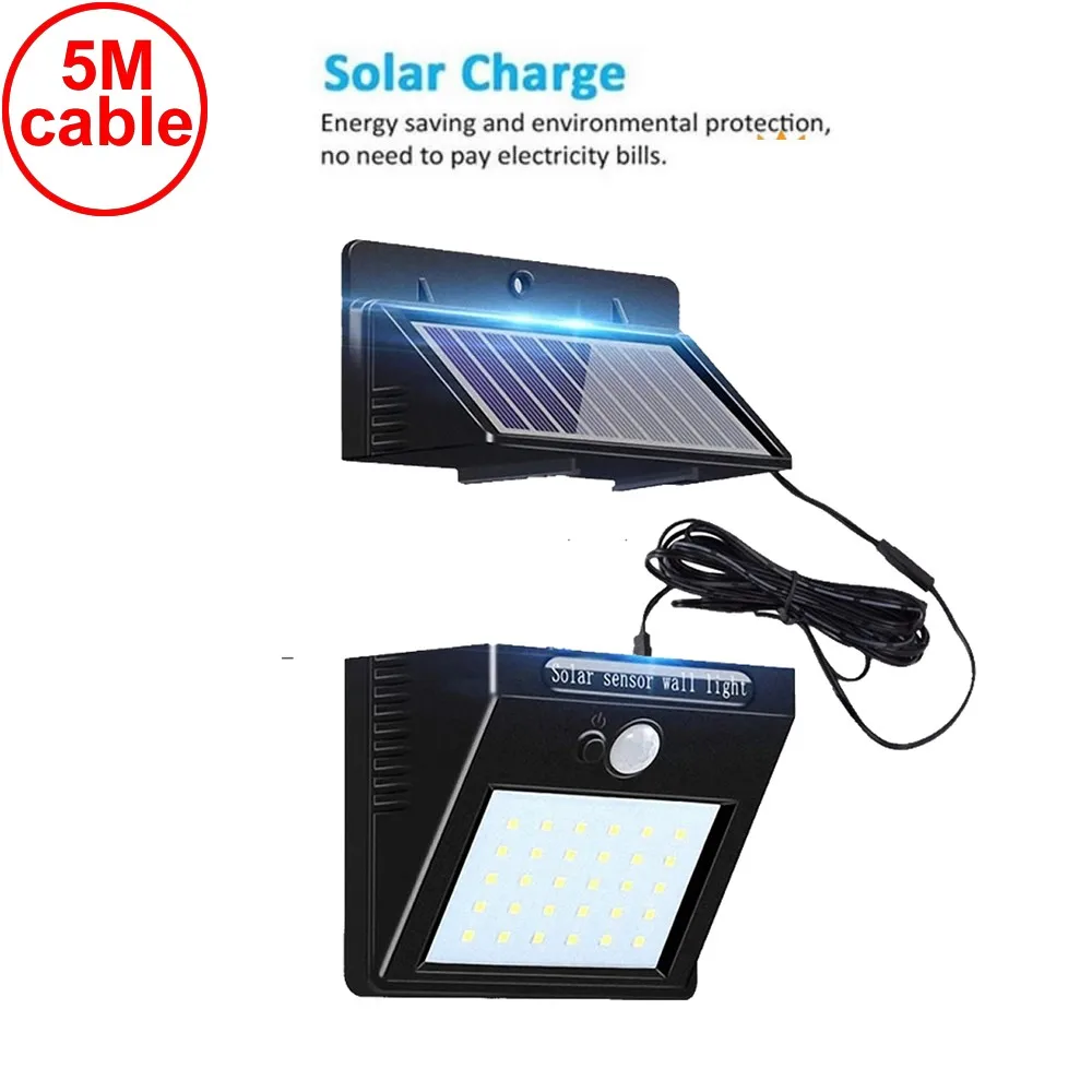 

30 leds solar light detachable panel led strips bulb frost resistant indoor home yard lawn patio lantern security emergency deck