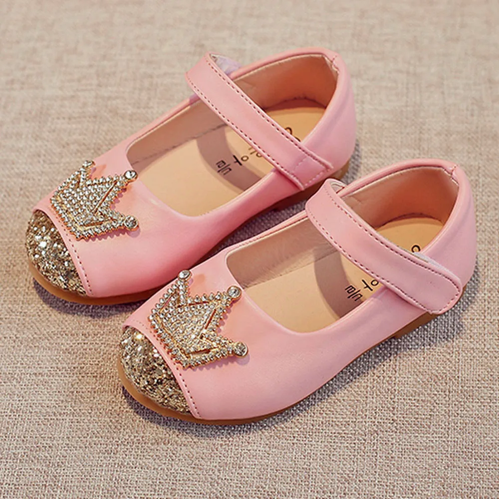 Обувь для девочек, модная детская обувь для маленьких девочек, шикарные сандалии с короной, весенние тонкие туфли, украшенные кристаллами, детская обувь