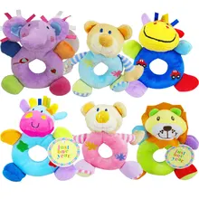 3 шт. рано Обучающие Мягкая ткань успокоить кукла мультфильм слон лев кольцо погремушки колокол ребенок новорожденный плюшевая игрушка в подарок