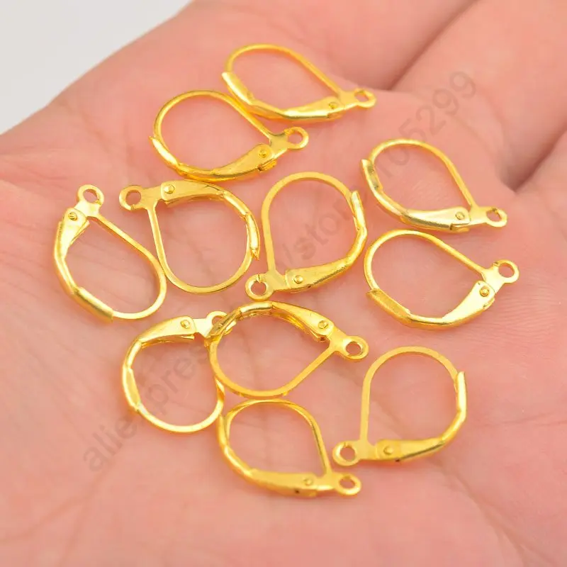 

Hot Sale Depressed Semicircle Gold color Earring Hook Earwires Woman Jewelry Lever Back DIY Making Accessories Findings