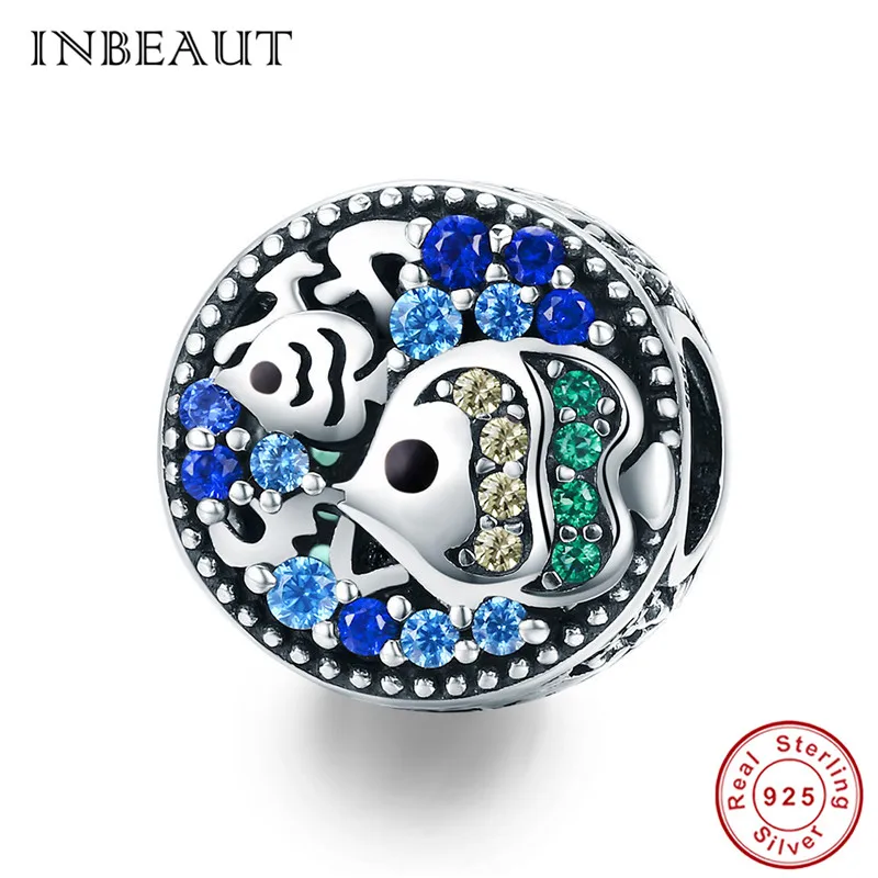 Летние Подвески INBEAUT серебристые синие морские желтые и зеленые фианиты