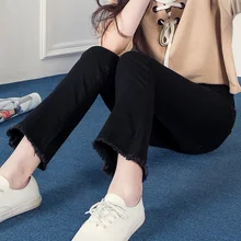 Расклешенные женские джинсы женские с кисточками с высокой талией весенние эластичные расклешенные брюки с бахромой края красные черные брюки ботильоны длинные высококачественные