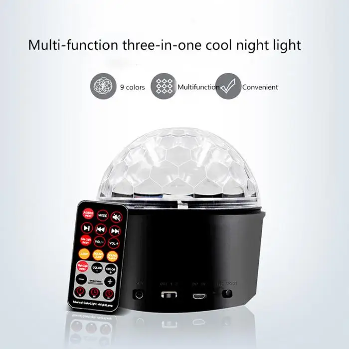 DJ огни 9 цветов светодиодный Bluetooth сценические огни Звук Активированный ротационный Кристалл Волшебный шар свет LKS99