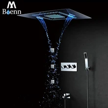 LED Showerhead Rainfall Waterfall Shower Head Bathroom Shower Faucet Hot Cold Mixer Embedded Ceiling Mounted Shower Set 60*80cm LED Showerhead Rainfall Waterfall Shower Head Bathroom Shower Faucet Hot Cold Mixer Embedded Ceiling Mounted Shower Set 60*80cm