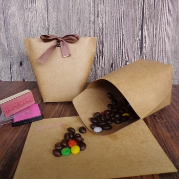 

5Pcs Paper Candy Chocolate Cake Box Gift Bag Wedding Favors Party Decor Ribbon