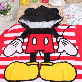 

Disney cartoon Minnie Mickey cotton towel cloak child kid boy girl hooded can wear beach towel blanket outdoor unilateral one bu