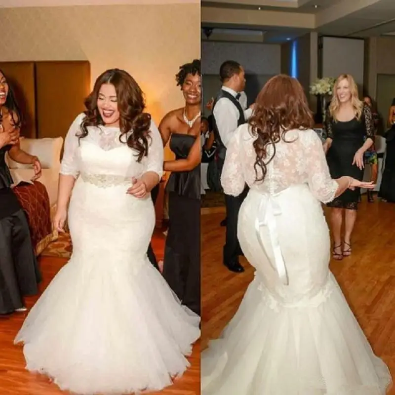 Скромная Русалка размера плюс свадебные платья 2021 Vestidos De Boda из прозрачного
