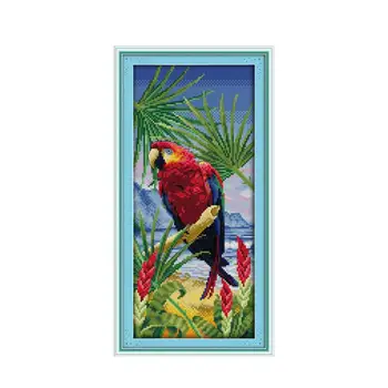 

Joy Sunday Cross Stitch Patterns Blue Headed Parrot Cross Stitch Kits Printed on Canvas DMC 11CT 14CT Chinese Cross Stitch Kits