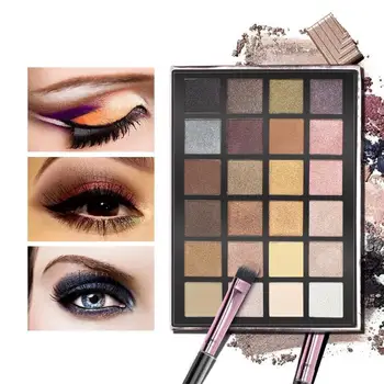 

24 Colors Shimmer Glitter Eyeshadow Palette Waterproof Eye Shadow Make Up with 3pcs Makeup Brushes Eye Cosmetic Mirror