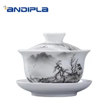 140 мл Цзиндэчжэнь гайвань ручная роспись пейзаж узор фарфоровая посуда мастер чайная чаша чайная церемония Коллекция украшений