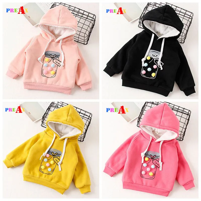 

Winter Baby Girls Sweatshirt Plus Fleece Warm Girls Hooded Hoodies Thicken T Shirt for Girl Kids Baby Brand Clothes 2-7 Years