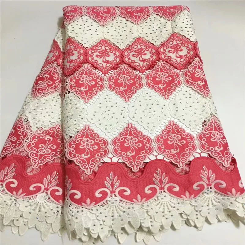 

African guipure lace high quality french laces fabric with stones african cord lace fabric for nigerian wedding QZA26-2