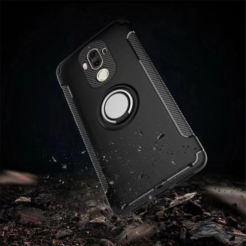 

Anti-knock Soft Silicone PC Back Cover Cases For Huawei Mate 9 Mobile Phone Case With Ring Bracket