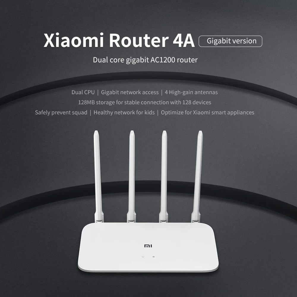 Xiaomi WiFi роутер 4A Gigabit Edition 2,4G 5 ГГц 16 Мб ПЗУ 128 Мб DDR3 двухдиапазонный 1167 Мбит/с Wi-Fi ретранслятор поддержка управления через приложение cv6