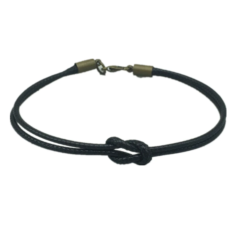 

New Simple Bracelet Unisex Fashion Concentric Knot Bracelet for Women and Men Lucky Red Thread Black Wax Rope Couple Bracelets