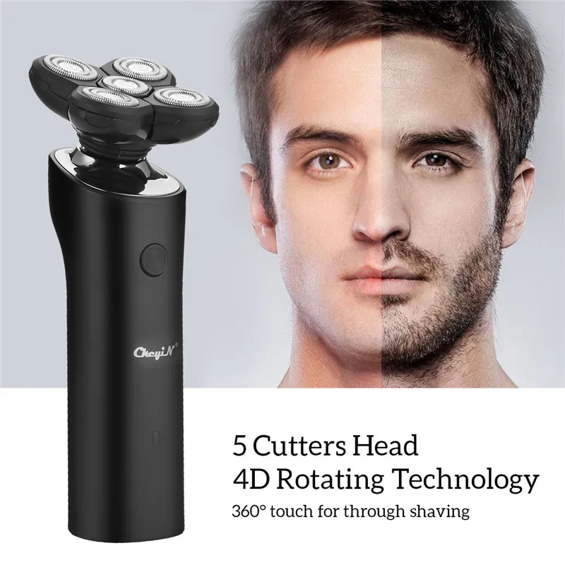 

CkeyiN 4 In 1 Men Electric Razor with 5 Blades Men USB Rechargeable Nose Trimmer Electric Shaver Body Groomer