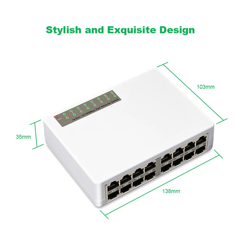 Ethernet 16 Порты сетевой коммутатор Fast LAN RJ45 Smart Vlan 10/100 Мбит/с концентратор для