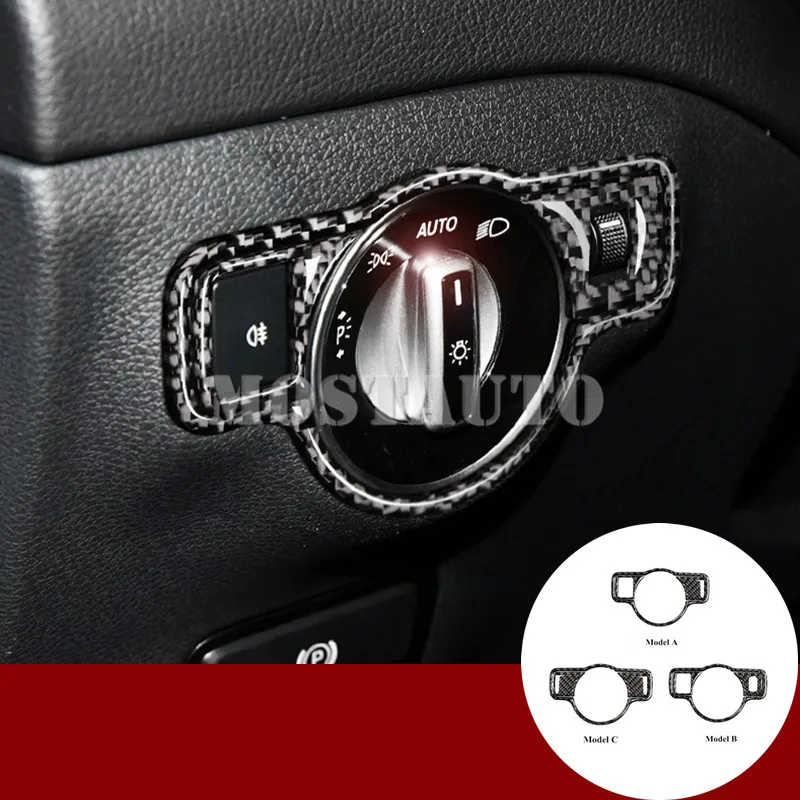 Крышка переключателя фары из углеродного волокна для Benz A B C E G Class CLA GLA GLE GLK GL 1 шт.