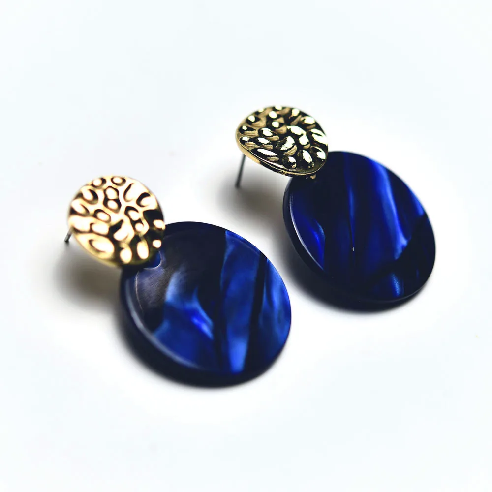 

round costume jewelry earrings girls ladies costume jewelry wholesale women brand earrings stud fancy blue resin earrings