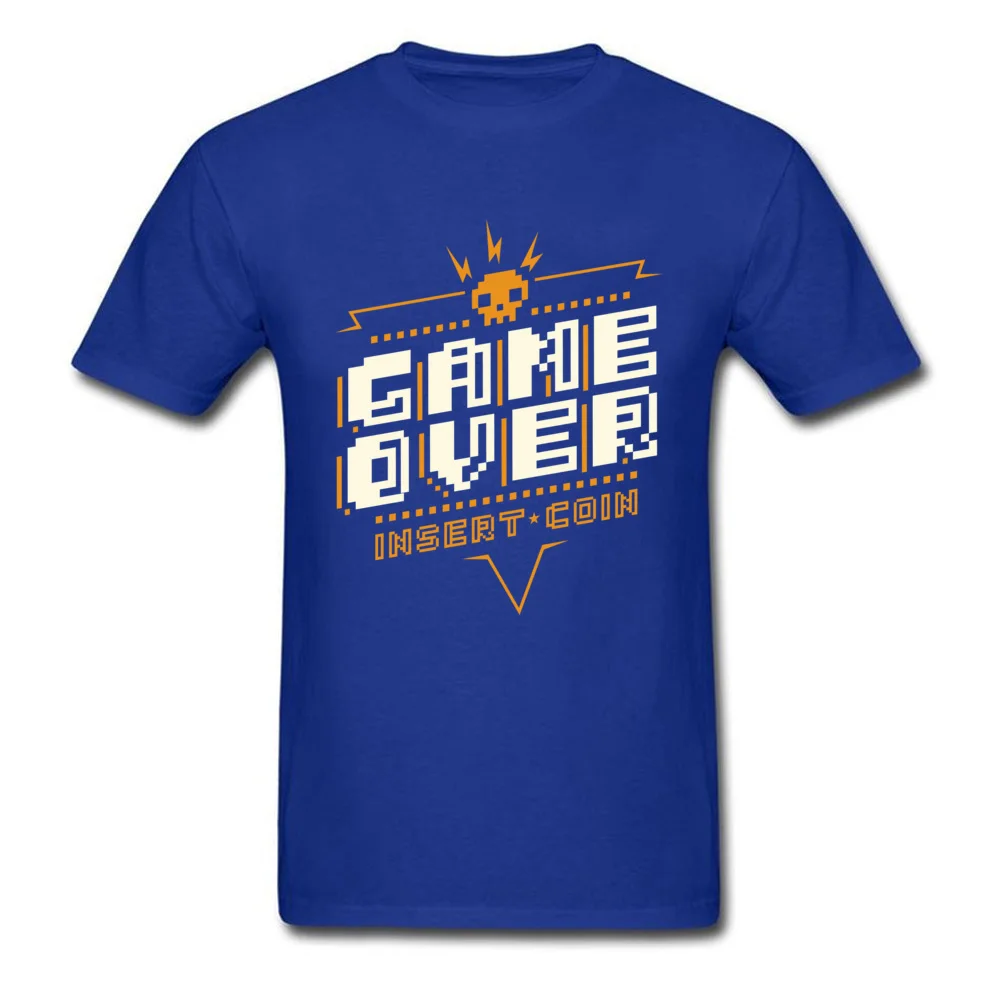 Game Over T Shirts Fitted Short Sleeve Geek 100% Cotton Fabric O-Neck Men Tops & Tees Printed T-shirts Summer Free Shipping Game Over blue