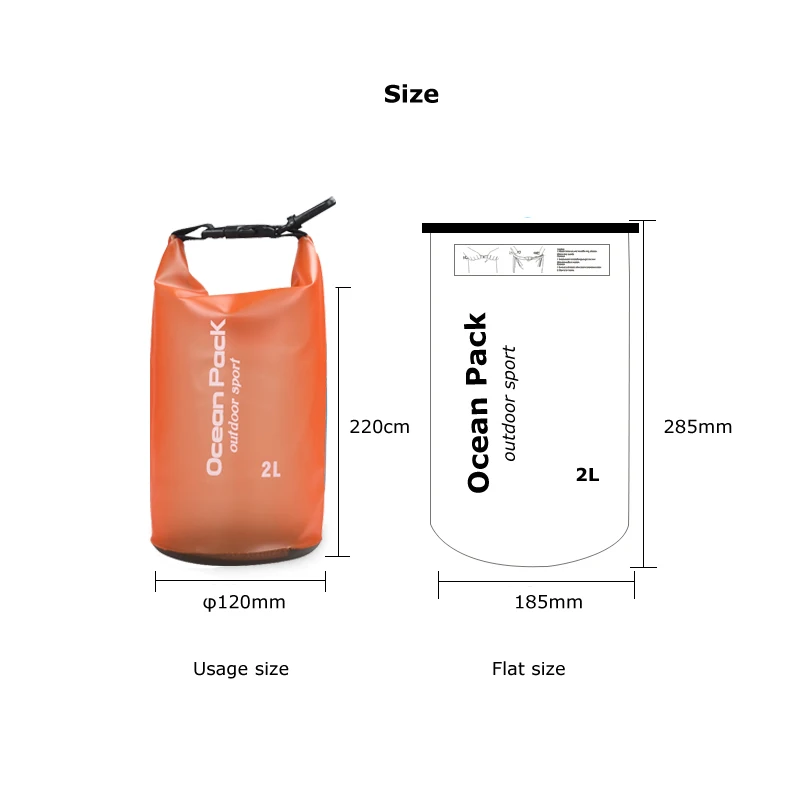 Bolsa de almacenamiento de bolsa seca impermeable YOUGLE para senderismo de Río natación kayak piragüismo 2L Bolsa de almacenamiento de bolsa seca impermeable YOUGLE para senderismo de Río natación kayak piragüismo 2L