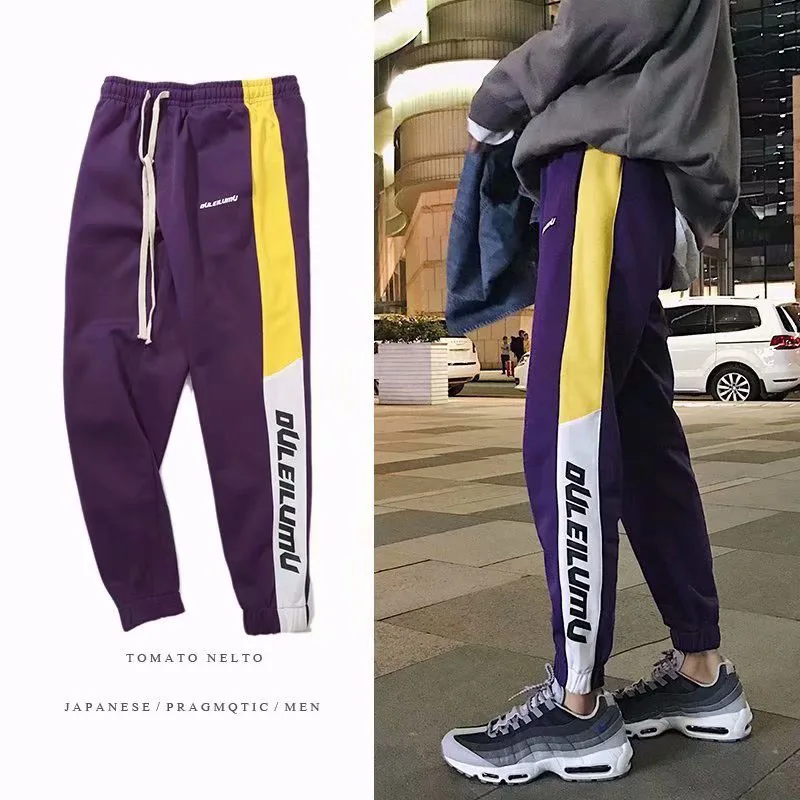 BJYL 2018 модные Боковые Полосатые с буквенным принтом Мужские штаны для бега со шнуровкой свободные уличные брюки мужские тренировочные брюки