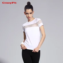 CrazyFit сетчатый открытый Топ для йоги для женщин короткий рукав спорт фитнес тренировка в тренажерном зале женская спортивная рубашка одежда