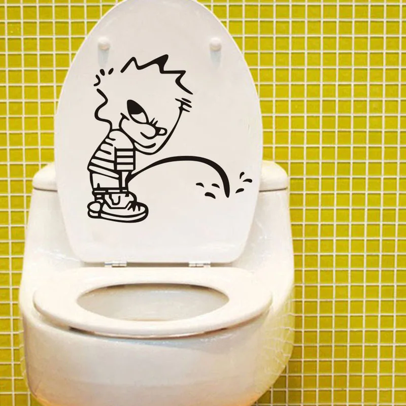 

Bad Boy Urinating Vinyl Wall Stickers Funny Cartoon Art Wall Decals for Toilet WC Washing Room Home Decor DC1142