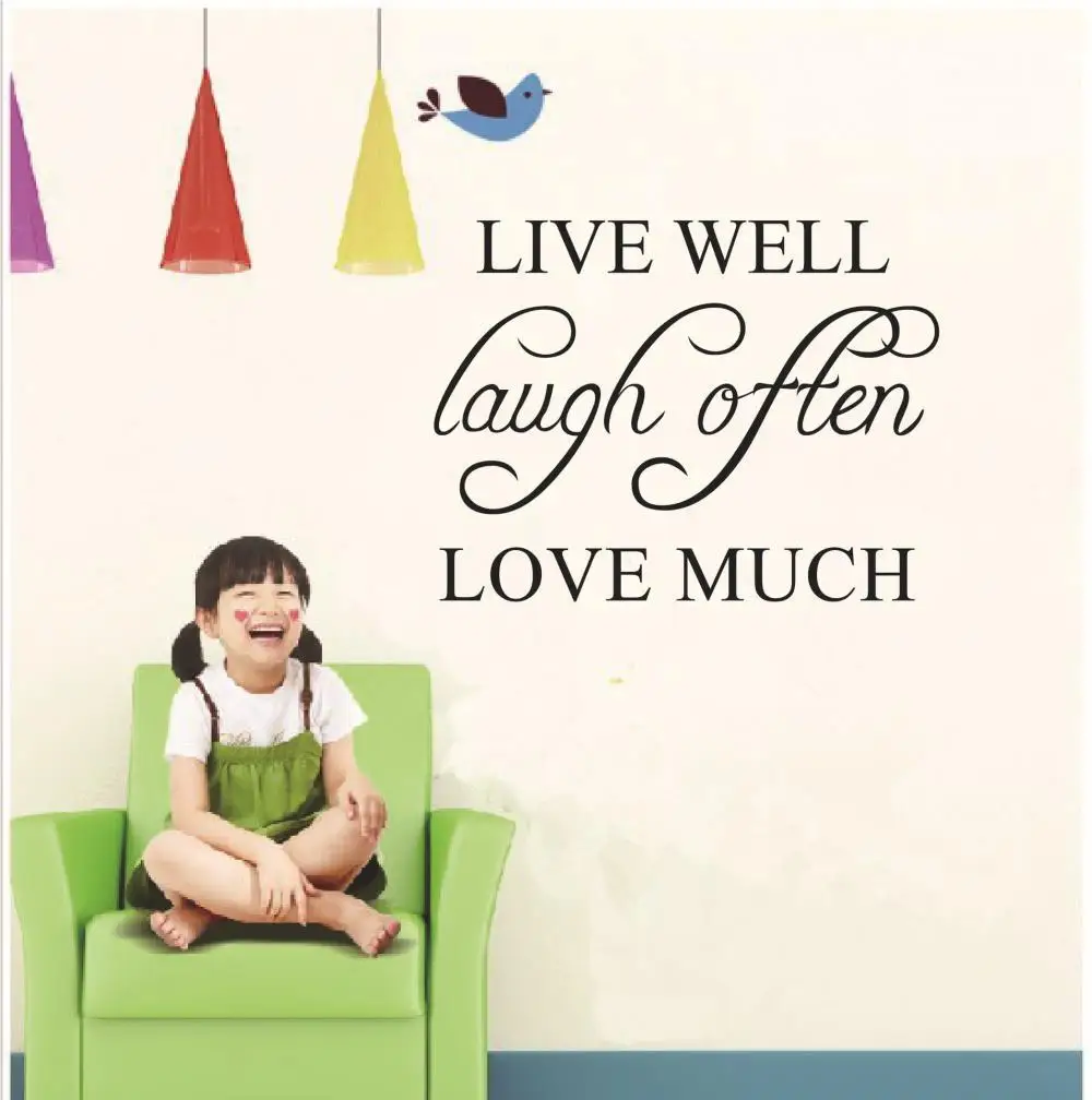 

LIVE WELL LOVE MUCH Characters Letter Window Room Home Decor Black Vinyl Wall Sticker