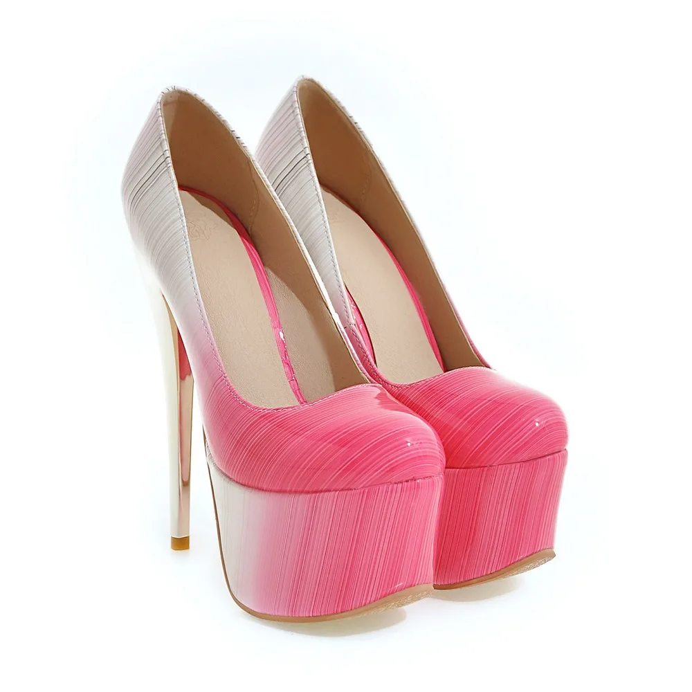 Г., большие размеры 30-48, новые модные пикантные женские туфли с круглым носком на очень высокой платформе, женские свадебные вечерние туфли Y-19 - Цвет: Розовый