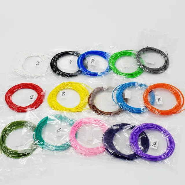 Cheap 15 pcs or 75m 1.75mm PCL 3D pen Filament in 15 Colors available for low temperature 3d doodle 3d drawing pen 