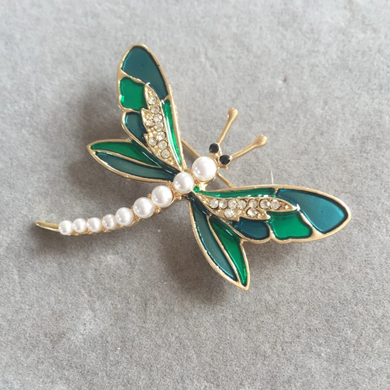 Новая эмалированная брошь в виде стрекозы с жемчугом|dragonfly brooch|enamel broochpearl brooch |