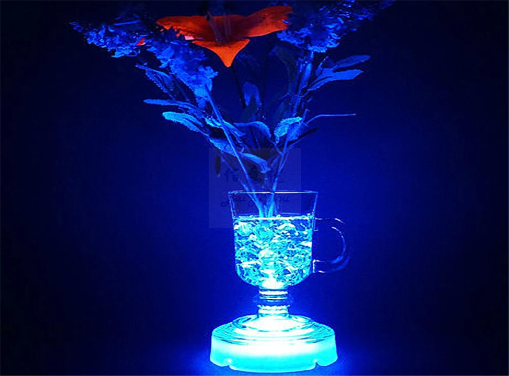 2 xWaterproof СВЕТОДИОДНЫЙ Свет Coaster бутылки подставка для напитков Цвет изменить бассейн свет дистанционного 16 Цвета погружной светодиодный свет для свадьбы