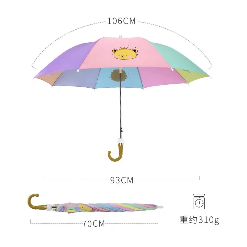 YADA Cartoon Panda Umbrella For Boys Girls Animation Creative Rainbow Umbrellas 3D Ear Modeling Kid Long Handle Umbrella YS699