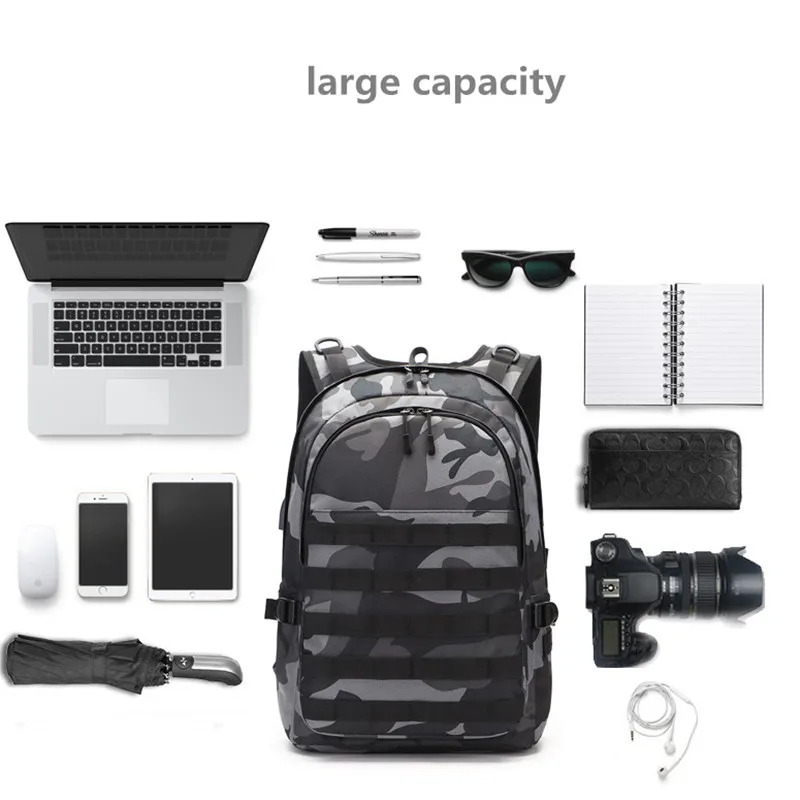  PUBG Backpack Men School Bag Mochila Pubg Battlefield Infantry Pack Camouflage Travel Canvas USB He - 33001312955