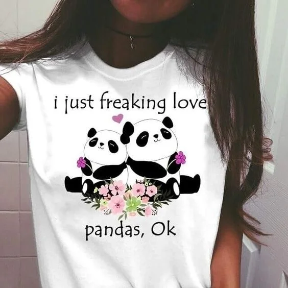 HAHAYULE J I Just Freaking Love Pandas OK Футболка женская Tumblr модные милые белые футболки для