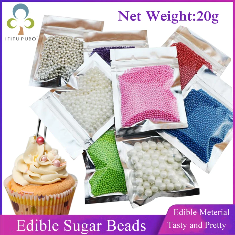 

20g Colorful Sugar Beads Edible Pearl Sugar Ball Fondant DIY Cake Chocolate Cookit Decoration Dessert Baking Accessories GYH