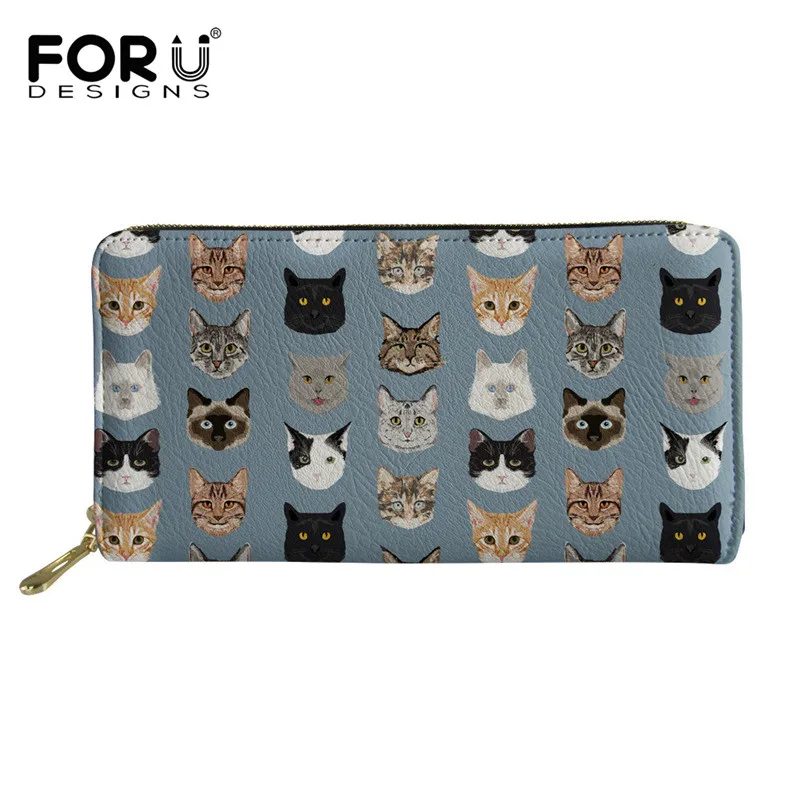 

FORUDESIGNS Spectacular Cats Printed Women Wallets High Quality PU Leather Female Purse Long Money Bag Ladies Clutch Carteras