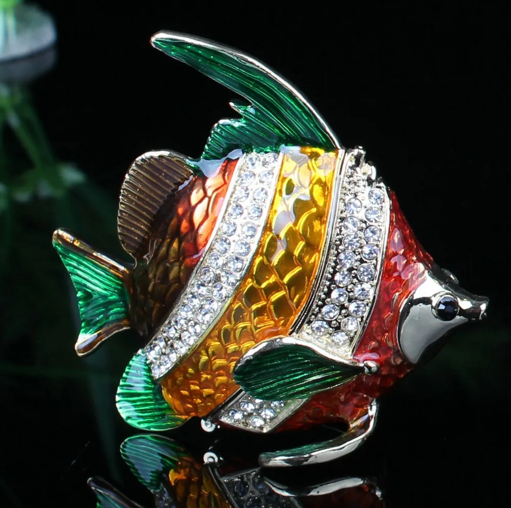 

Fish Crystals Jewelry Jewel Trinket Gift Box Fish Enamel Keepsake Box